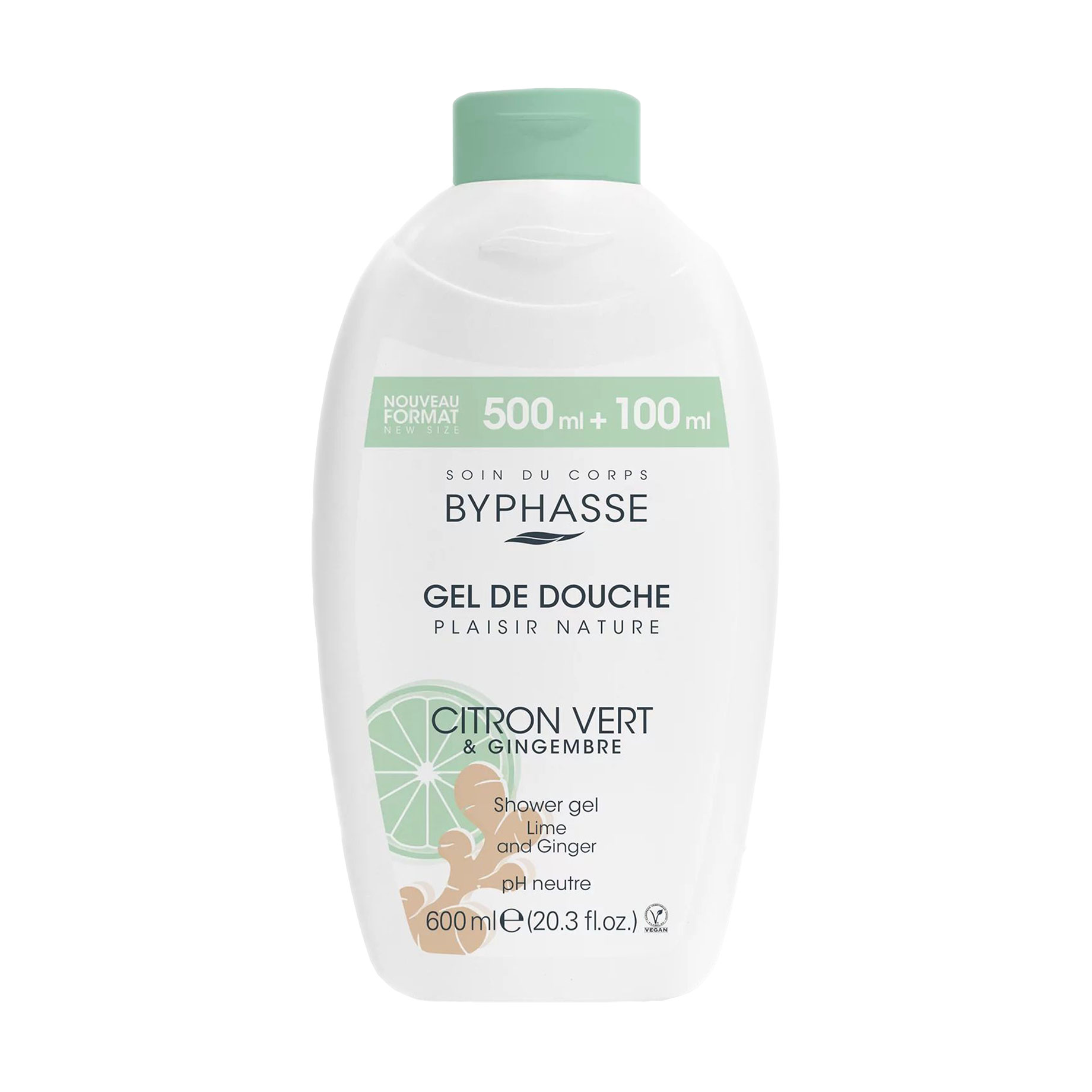 Гель для душу Byphasse Plaisir Nature Shower Gel Лайм та імбир, 600 мл