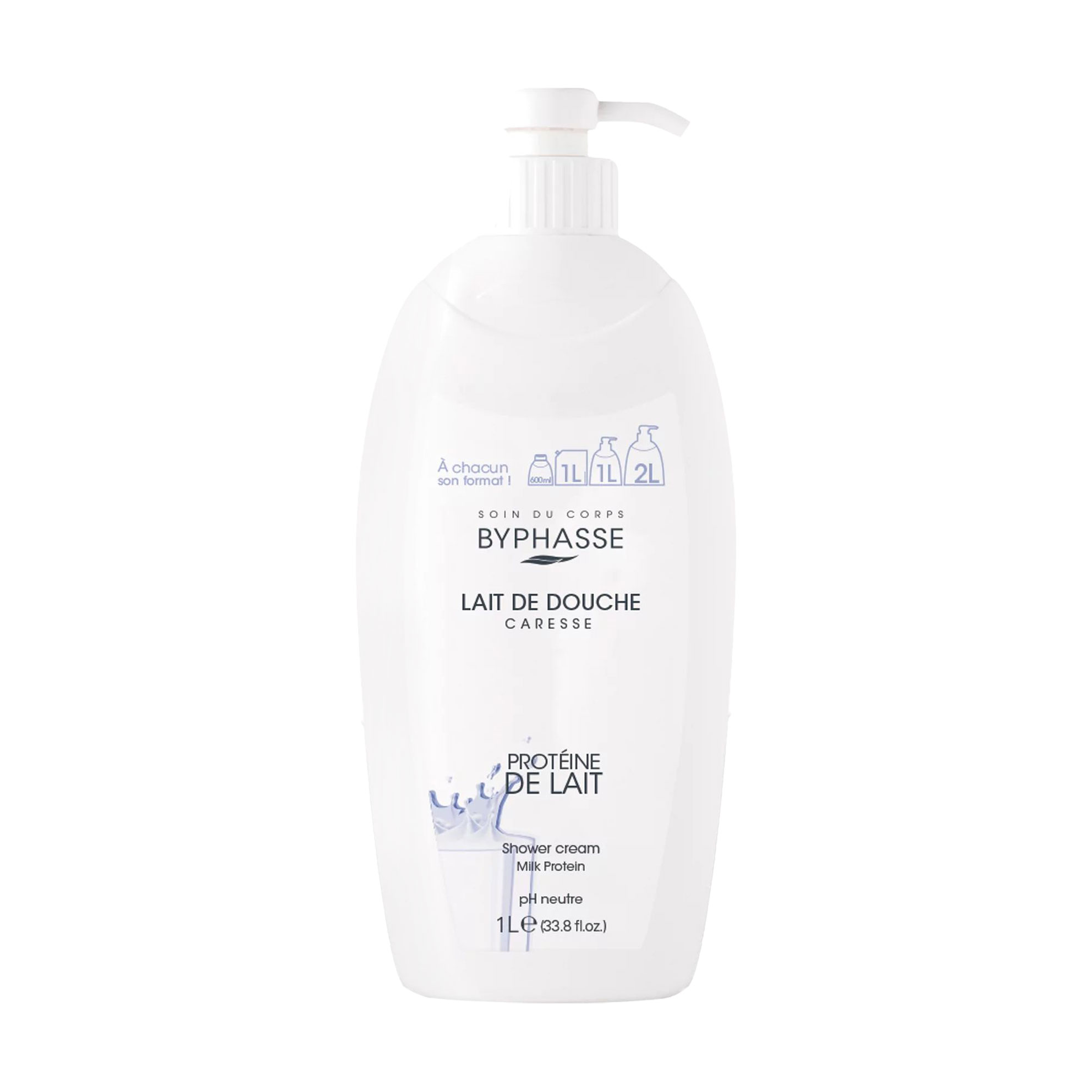 Крем-гель для душу Byphasse Caresse Shower Cream Молочні протеїни, 1 л